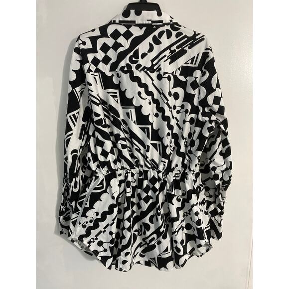 Isabel Toledo Lane Bryant button down top women’s size 20 black white abstract - Picture 4 of 4
